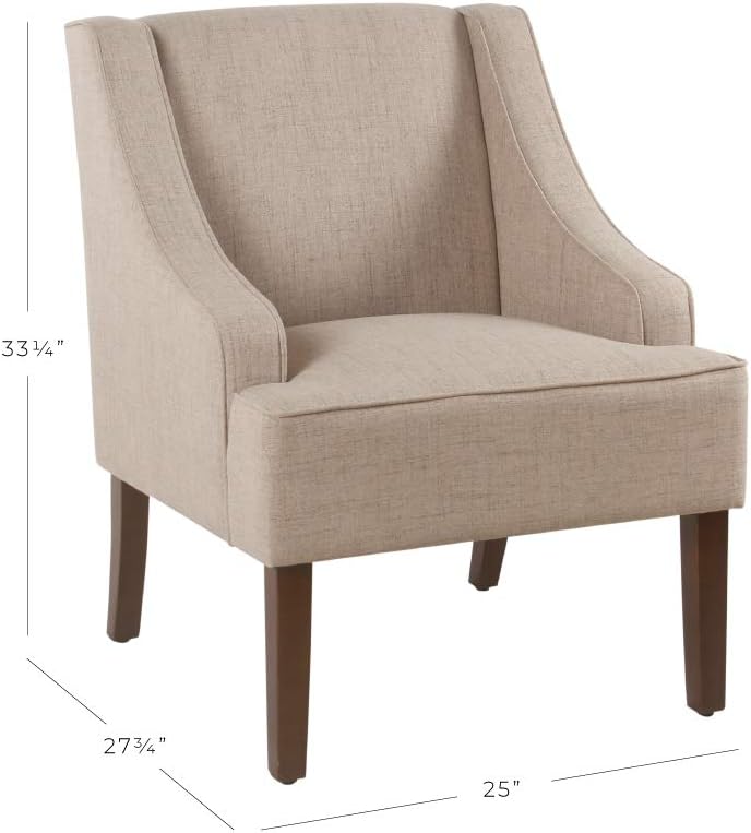 Homepop Home Decor | Upholstered Swoop Arm Accent Chair | Accent Chairs for Living Room & Bedroom | Decorative Home Furniture，Light Taupe