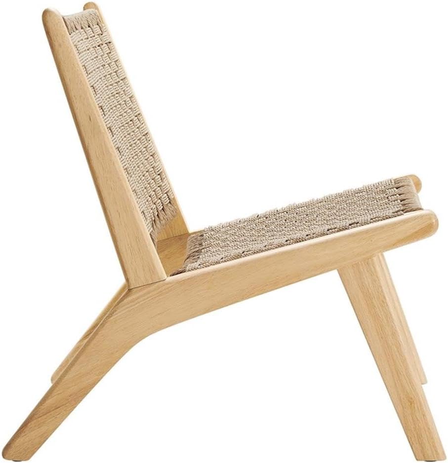 Modway Saoirse Woven Rope Wood Accent Lounge Chair in Natural Natural