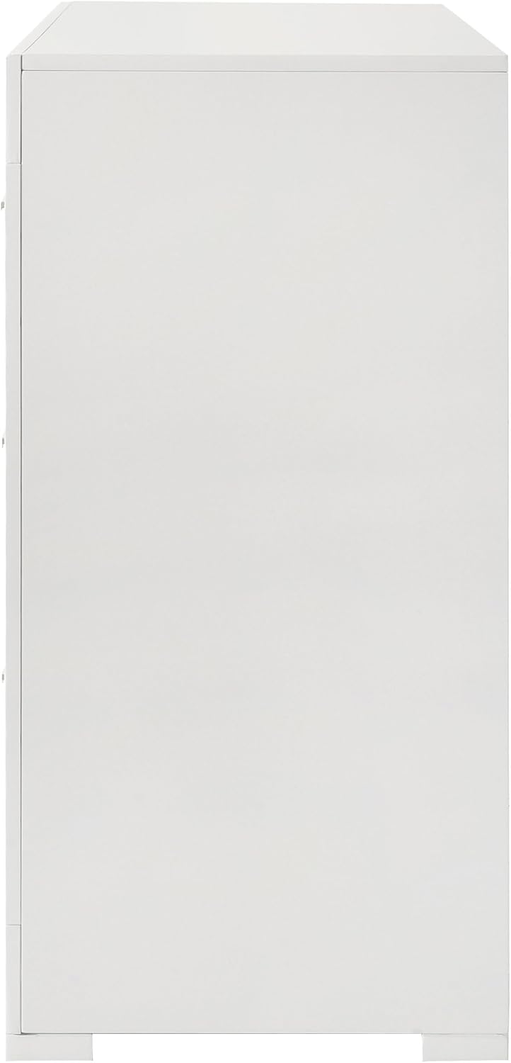 Coaster Home Furnishings - Ives - Wood - 6-Drawer Dresser with Contemporary Style, Tile Emboss, Felt-Lined Top, Metal Handles, Metal Extension Glides - Bedroom - White High Gloss - 224943