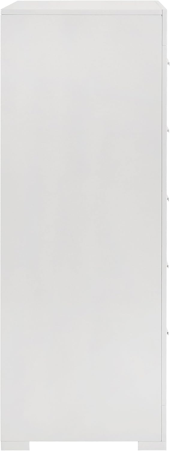 Coaster Home Furnishings - Ives - Wood - 5-Drawer Chest with 3-Dimensional Diamond Tile, Felt-Lined Top Drawer and Metal Glides - Contemporary - Bedroom - White High Gloss - 224945