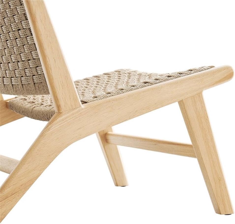 Modway Saoirse Woven Rope Wood Accent Lounge Chair in Natural Natural