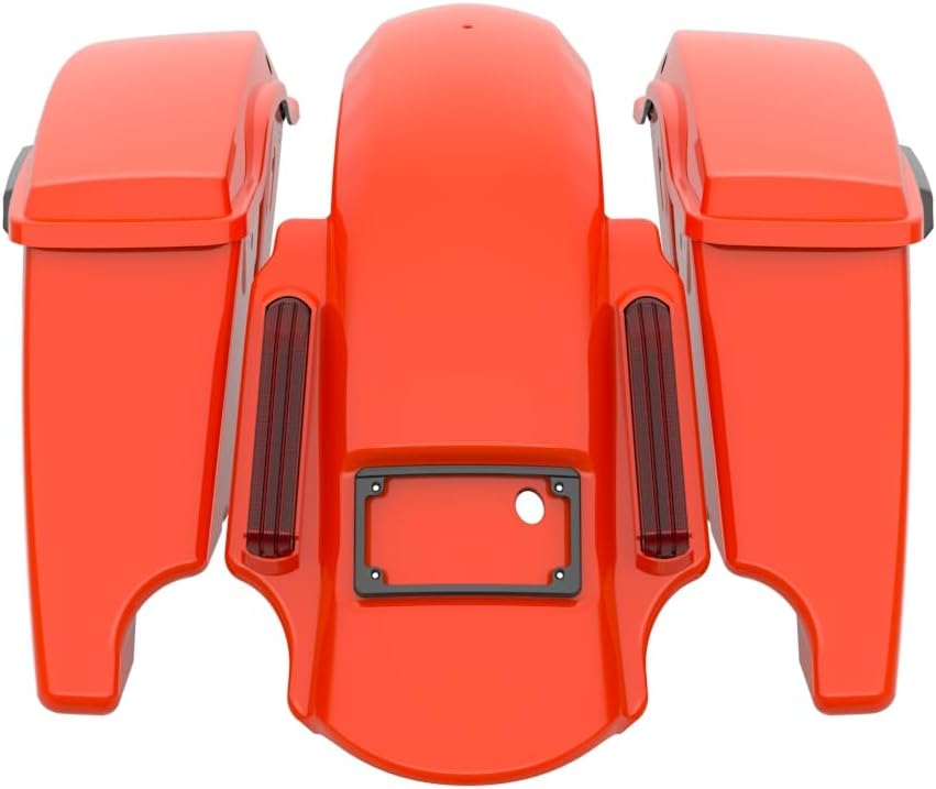 Advanblack Color Matched Stretched Bags, Lids Black Latch Hardware for '23-'24 Harley Touring CVO & 2024 Street Glide, Road Glide (Blood Orange)