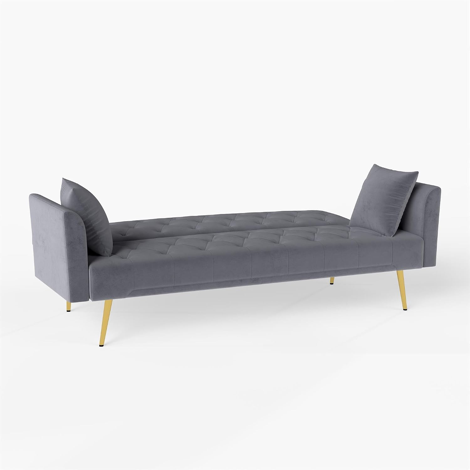 KEIKI 72' Futon Sofa Bed, 2-in-1 Loveseat, Velvet Upholstered Couches for Living Room, Sofa Sleeper for Small Space, Comfy Rest Folding Bed, Modern Apartment Essentials for Bedroom, Gray