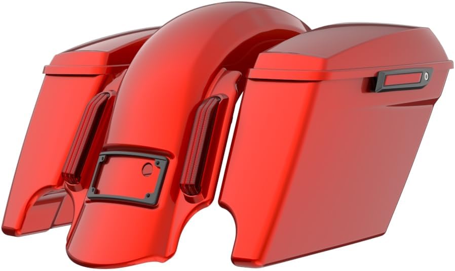 Advanblack Color Matched Stretched Bags, Lids Black Latch Hardware for '23-'24 Harley Touring CVO & 2024 Street Glide, Road Glide (Whiskey Fire)