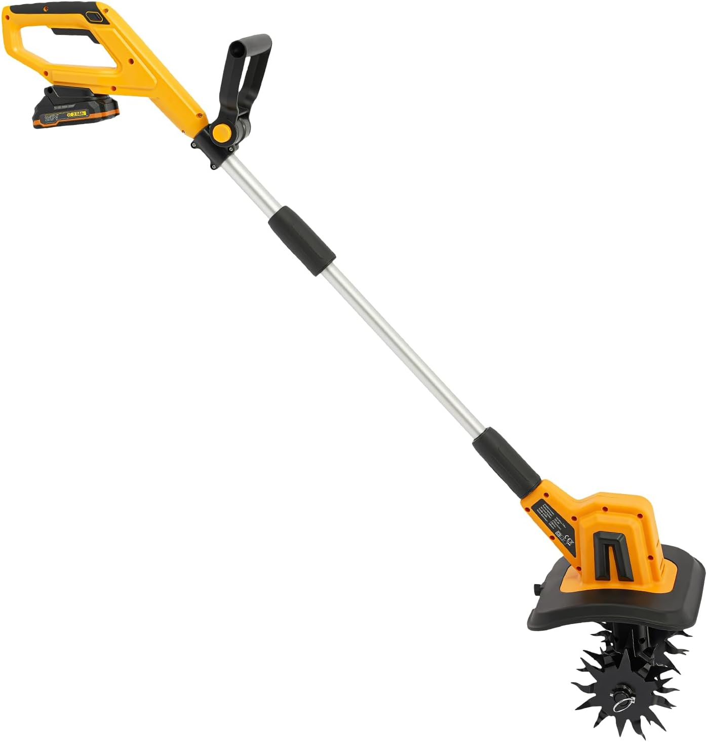Cordless Tiller Cultivator for Gardening, 20V Electric Garden Tiller, 2Ah Battery Powered Garden Rototiller with Charger, Handheld Rotary Tillers for Lawn Gardening Soil Cultivation