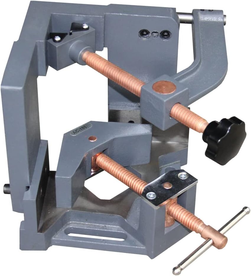 KAKA INDUSTRIAL 3 Axis Angle Clamp Heavy Duty Cast Iron Welding Clamp Vice, 3.9-Inch Jaw Opening, 90-Degree Multi-Position Clamp for Metalworking, Woodworking, and Fabrication, AC-100H