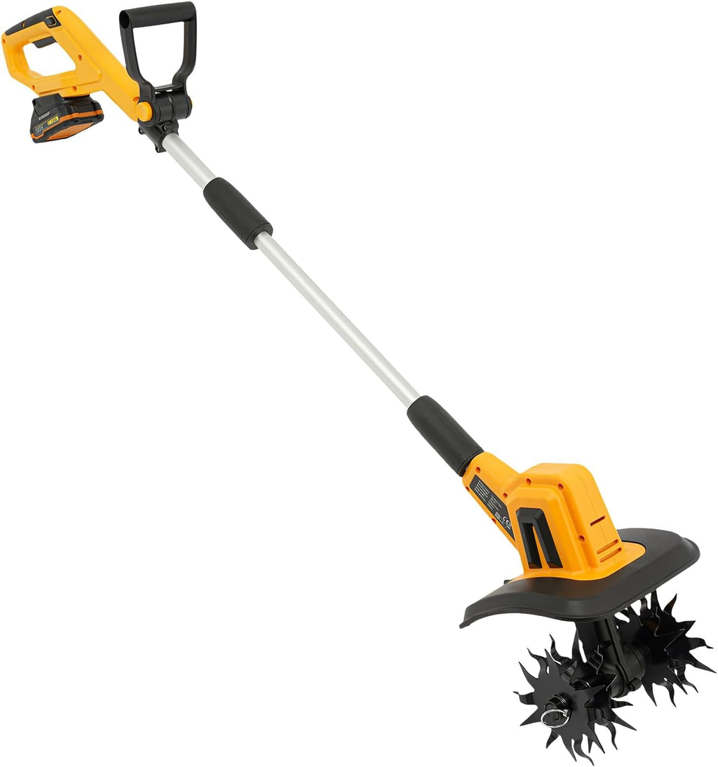 Cordless Tiller Cultivator for Gardening, 20V Electric Garden Tiller, 2Ah Battery Powered Garden Rototiller with Charger, Handheld Rotary Tillers for Lawn Gardening Soil Cultivation