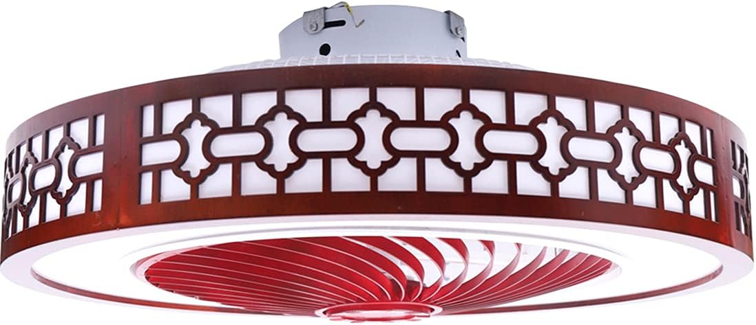 LOYALHEARTDY Modern Bladeless Ceiling Fan with Light, Flush Remote, 22' Smart 3 Light Color Change and 3 Speeds, Low Profile Ceiling Fan with Lights in Red Wood Finish