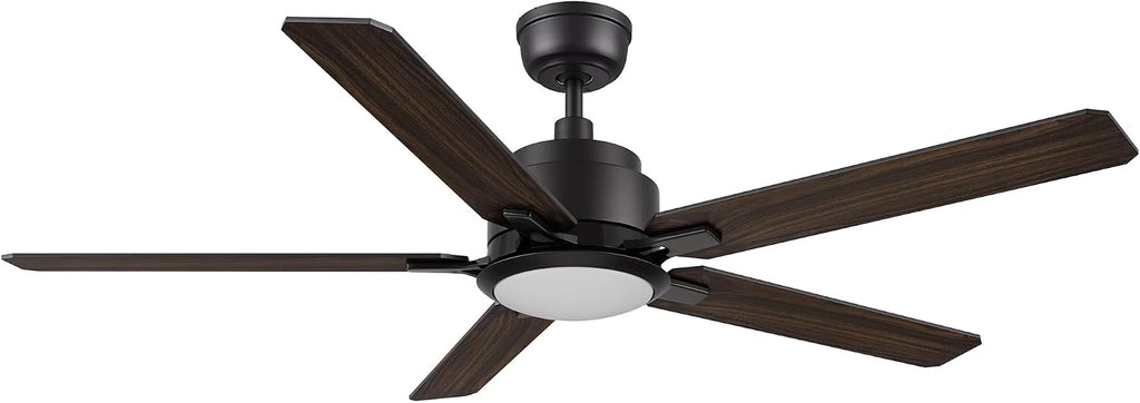 Carro 56' Smart Low Profile Ceiling Fan With Lights, 10 Speeds Silent DC Motor, Farmhouse Ceiling Fan Compatible with Alexa, Siri, Google & Smart App, Indoor & Outdoor, Dark Walnut