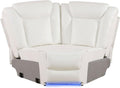 Electric Power Recliner Chair Living Room Furniture, Comfy Wide Lazy Home Theater Breathing Leather Seating with LED Light Strips (White, Single Chair)