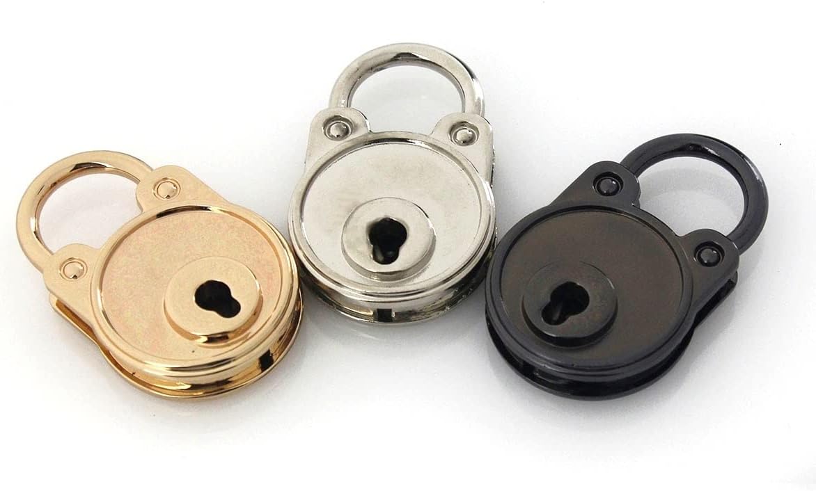 1pcs Metal Fashion Lovely Lock Vintage Mini Padlock Bag Suitcase Luggage Box Key with DIY Hardware Accessories(Black)