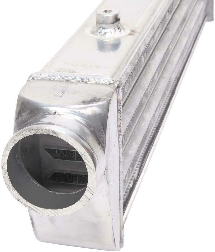 SUNROAD 28' x 7' x 2.5' Universal Turbo Intercooler with 1 Intercooler + 12pcs 2.5' Coupler Hoses + 12pcs Chrome + 24pcs T-Bolt Clamps, Silver Black