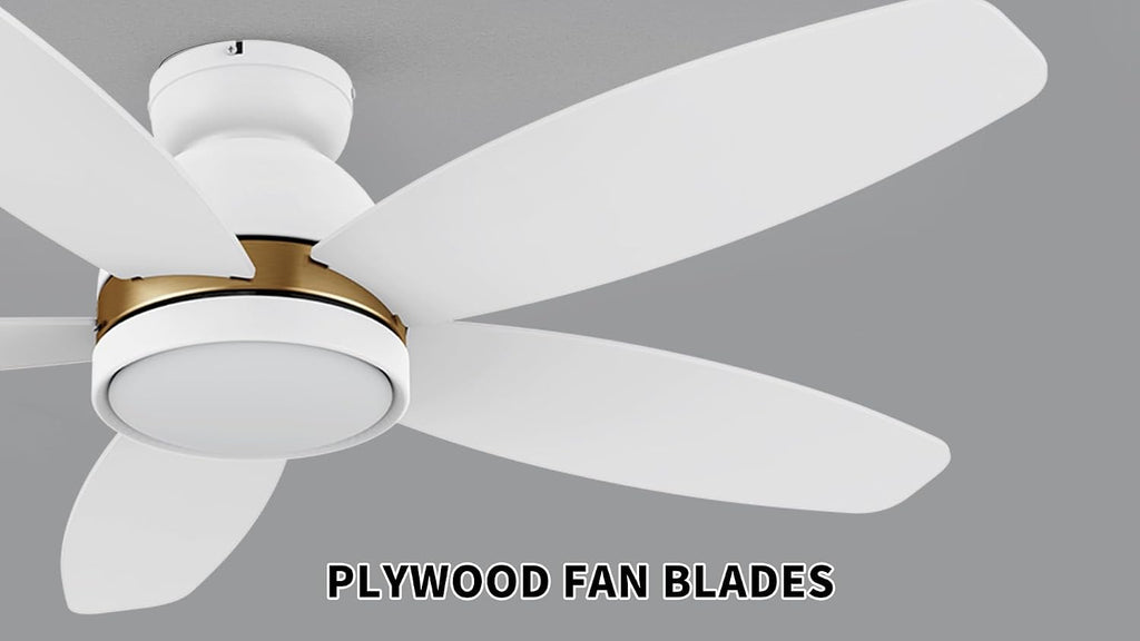 Carro 48' Ceiling Fan with Light Flush Mount, DC 10 Speeds Silent with Remote, 3 Light Colors Dimmable LED Ceiling Fan Low Profile for Living Room, White Gold