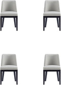 Manhattan Comfort Gansevoort Modern Faux Leather Dining Chair with Solid Beech Wood Frame, Upholstered Accent Furniture for Kitchen Table or Office, Set of 4, Stone Grey