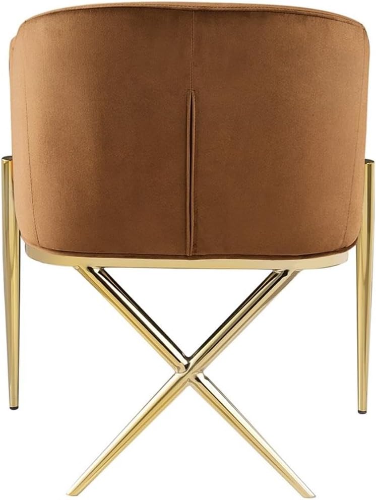 Meridian Furniture 763Saddle-C Xavier Collection Modern | Contemporary Velvet Upholstered Dining Chair with Sturdy Steel X Shaped Legs, 25.5' W x 24.5' D x 31.5' H, Saddle