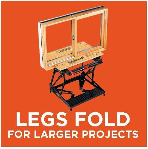 BLACK+DECKER Portable Workbench, Workmate Folding Workbench, 550 lb. Capacity with Clamps for Woodworking (WM425-A)