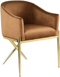 Meridian Furniture 763Saddle-C Xavier Collection Modern | Contemporary Velvet Upholstered Dining Chair with Sturdy Steel X Shaped Legs, 25.5' W x 24.5' D x 31.5' H, Saddle