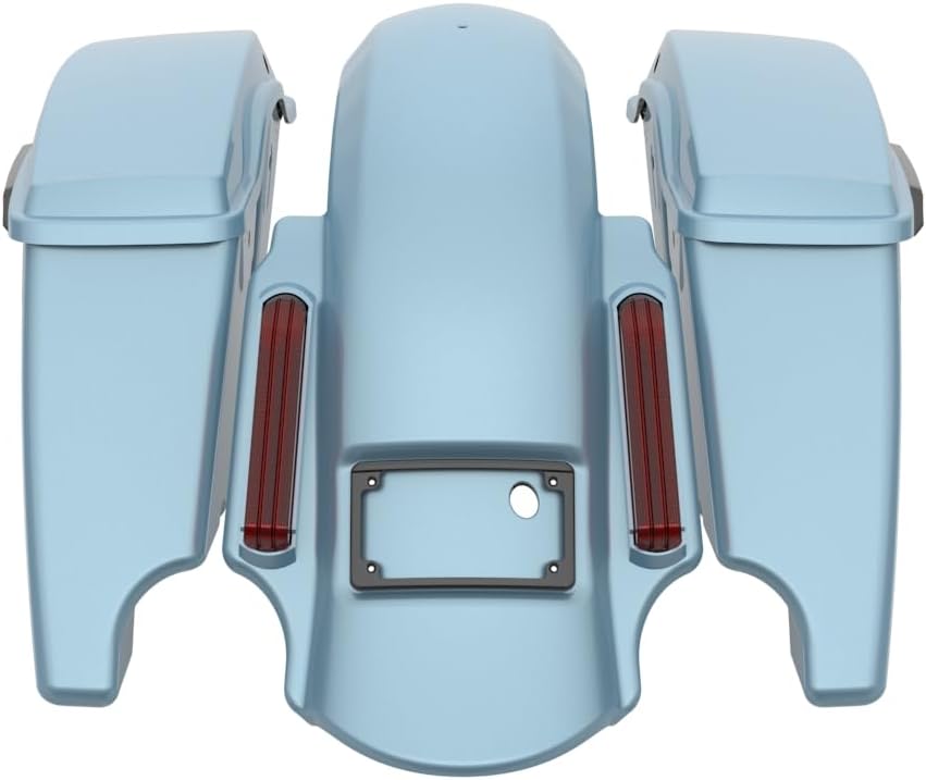Advanblack Color Matched Stretched Bags, Lids Black Latch Hardware for '23-'24 Harley Touring CVO & 2024 Street Glide, Road Glide (Sharkskin Blue)