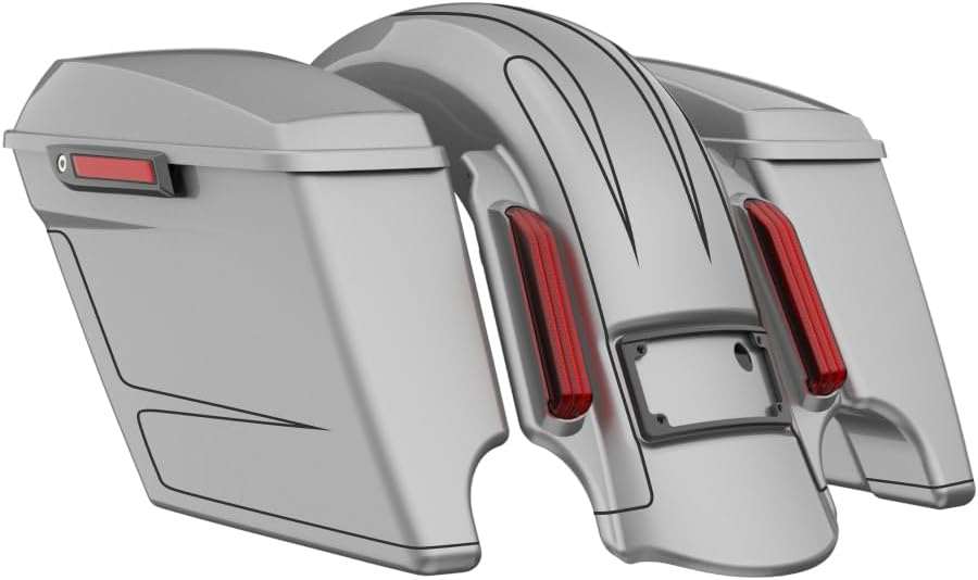 Advanblack Color Matched Stretched Bags, Lids Black Latch Hardware for '23-'24 Harley Touring CVO & 2024 Street Glide, Road Glide (Dark Platinum)