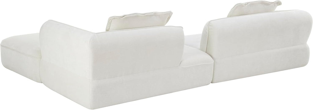Christopher Knight Home Zacha 121' Modular L-Shape Sofa Couch with Chaise Lounge, Modern Boneless Sofa for Living Room, Fabric Upholstered Cloud Couch with Deep Seat, Milky White