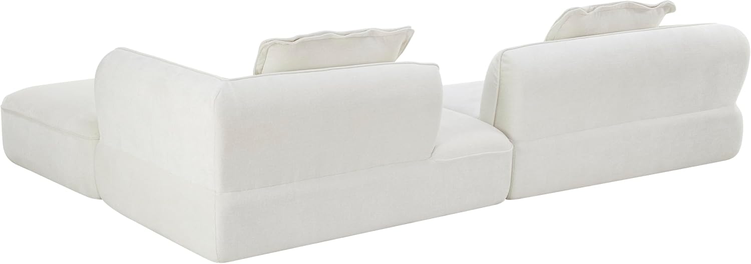 Christopher Knight Home Zacha 121' Modular L-Shape Sofa Couch with Chaise Lounge, Modern Boneless Sofa for Living Room, Fabric Upholstered Cloud Couch with Deep Seat, Milky White
