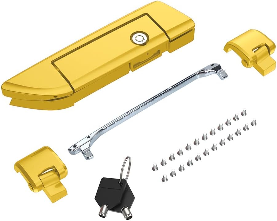 Tour Pack Latches for Harley,Tour Pack Trunk Lid Latch with Keys Fit for Harley Touring/Road King/Road Glide/Street Glide/Electra Glide/Ultra-Classic 2014+ Industrial Yellow