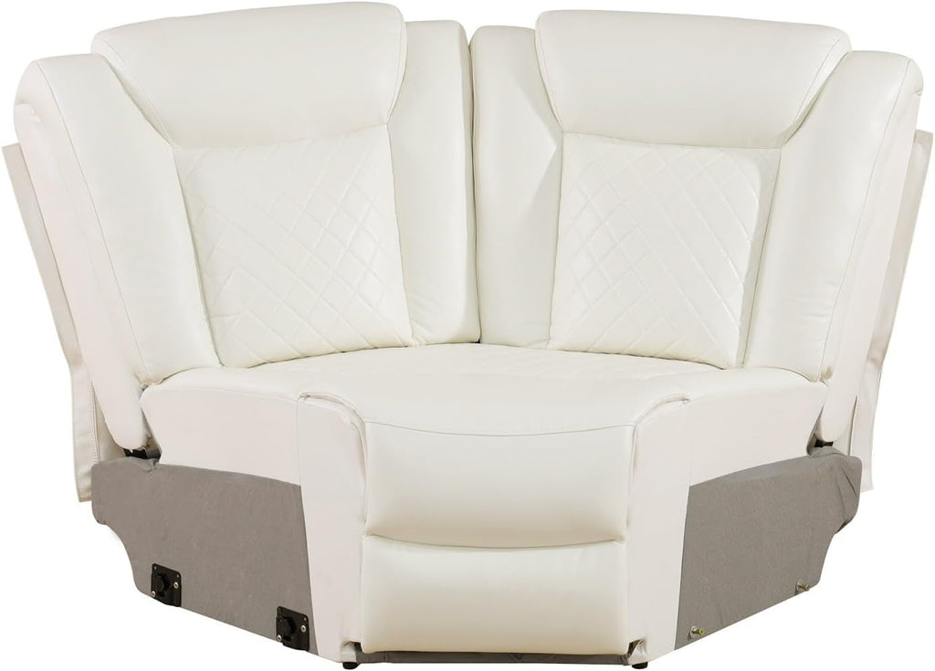 Reclining Sectional, Power Sectional Couch, Leather Sofa Set for Living Room, Comfy Home Theater Seating with USB 2.0 Charging Ports, LED Light Strips, Fold-Down Table & Cupholders (White, 3-Piece)