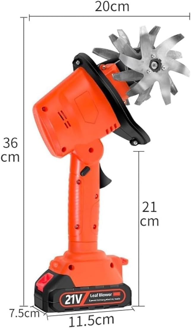21V Cordless Tiller Cultivator – Lightweight Electric Garden Rototiller with Rechargeable Battery, 4 Tines, 10cm Depth for Lawn, Yard & Gardening,A,Orange