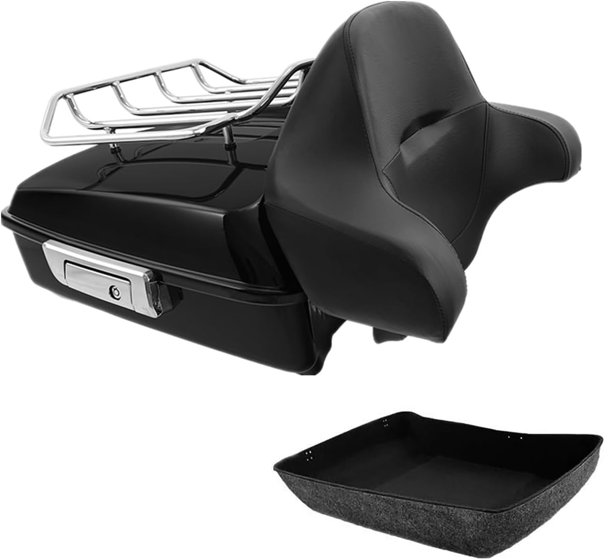 TCMT Chopped Motorcycle Trunk Box Wrap Around Backrest Luagge Rack Set Fit For Harley Davidson 2014-2025 Touring CVO Road King Road Glide Street Glide Electra Glide Pack