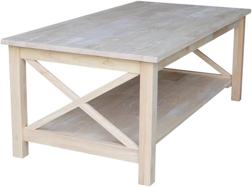 Hampton Solid Wood Coffee Table, Unfinished