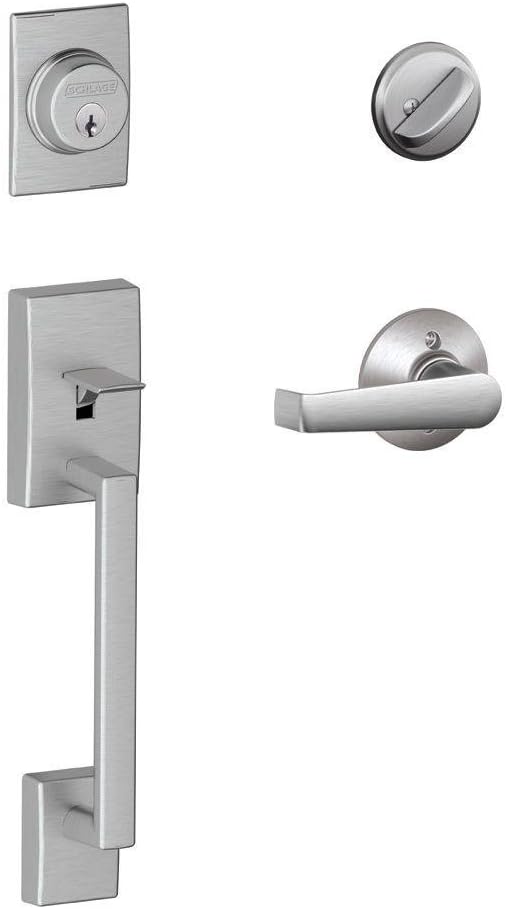 SCHLAGE Century Single Cylinder Handleset and Elan Lever, Satin Chrome (F60 CEN 626 ELA)