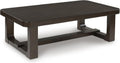Signature Design by Ashley Breckington Modern Coffee Table with Trestle Base, Dark Brown