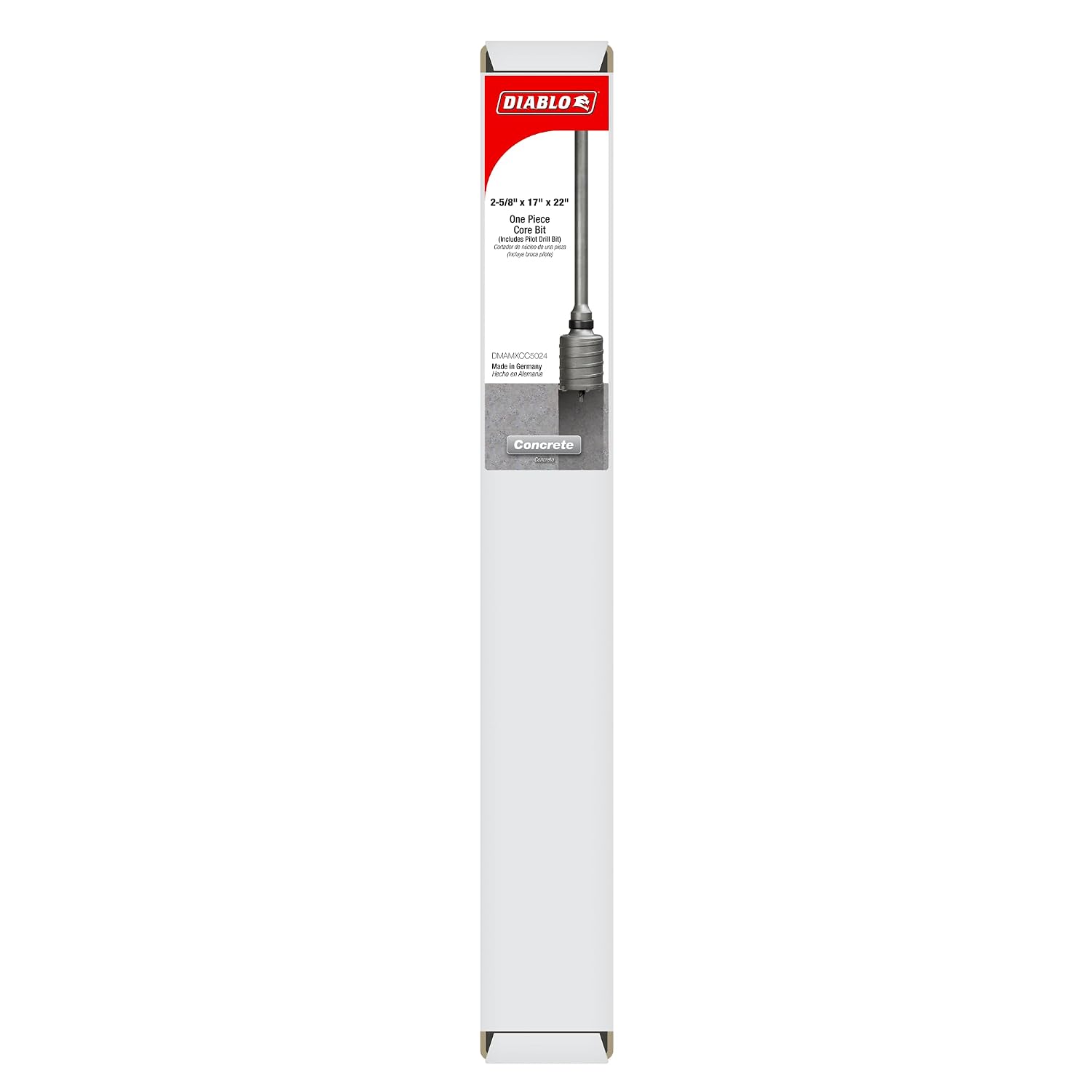 Diablo SDS-Max Carbide Tipped Core Bit with Peak Point Tip - 2-5/8' Diameter, 22' Length, 17' Working Length - DMAMXCC5024