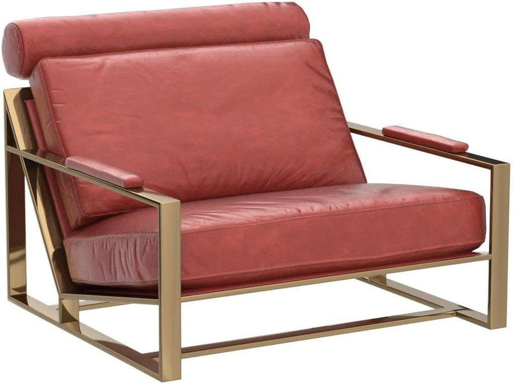 Acme Quinto Accent Chair in Antique Red Top Grain Leather and Stainless Steel