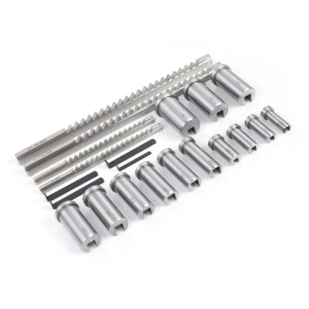 22 Pcs Keyway Broach Kit 4X Broaches & 5X Shims Keyway & 13x Bushings Metric Keyway Broach Set High-Speed Steel Metalworking Industrial Tools