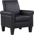 Modern Faux Leather Accent Chair, Upholstered Living Room Armchairs Comfy Single Sofa Chair for Bedroom, Waiting Room-Black