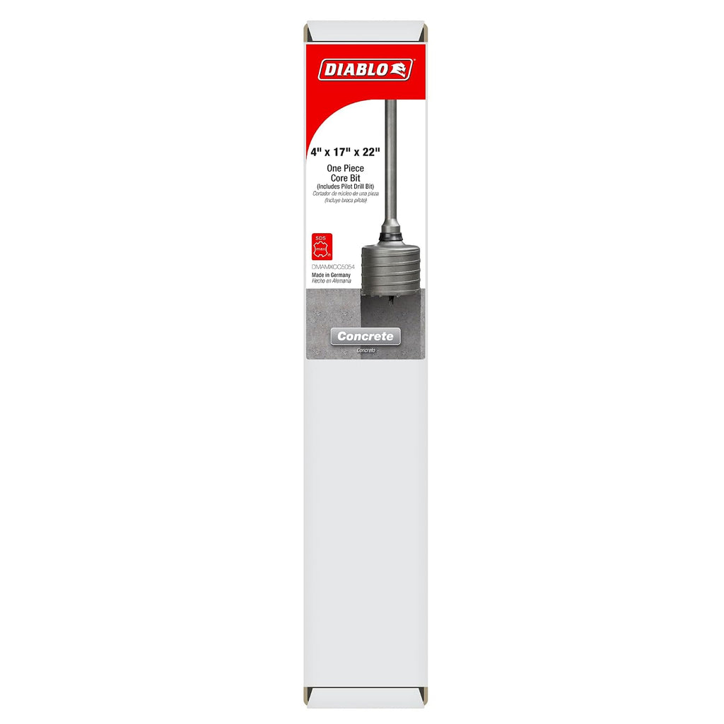 Diablo SDS-Max Carbide Tipped Core Bit with Peak Point Tip - 4' Diameter, 22' Length, 17' Working Length - DMAMXCC5054