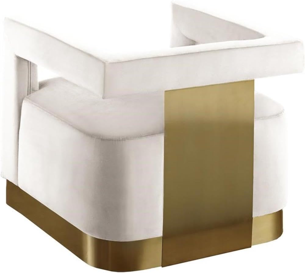Meridian Furniture Armani 18.5' H Velvet Accent Chair in Cream and Gold