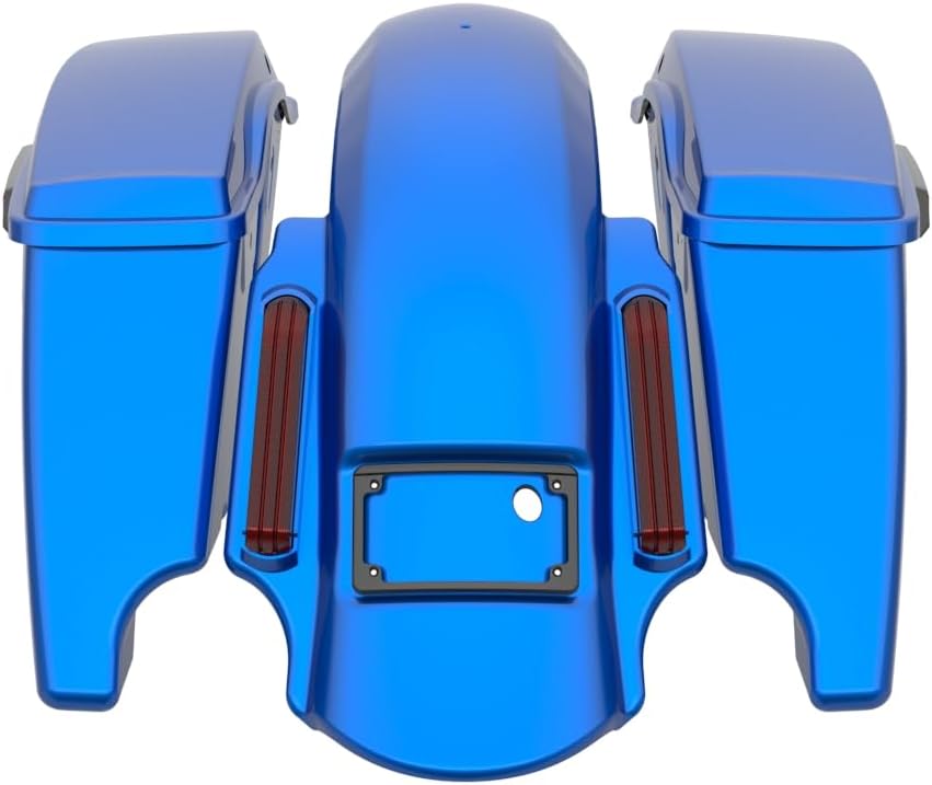 Advanblack Color Matched Stretched Bags, Lids Black Latch Hardware for '23-'24 Harley Touring CVO & 2024 Street Glide, Road Glide (Blue Burst)