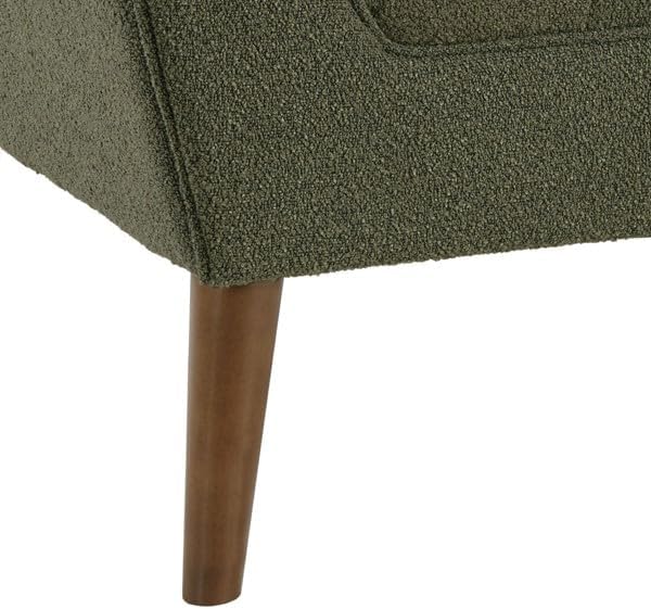 Ink+Ivy Newport Wide Mid-Century Modern Lounge Chair Hand-Tufted Velvet Upholstered Accent Armchair with Solid Wood Pecan Legs for Living Room Bedroom Reading