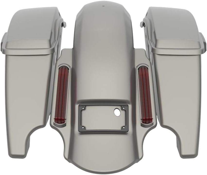 Advanblack Color Matched Stretched Bags, Lids Black Latch Hardware for '23-'24 Harley Touring CVO & 2024 Street Glide, Road Glide (Mercury Silver)