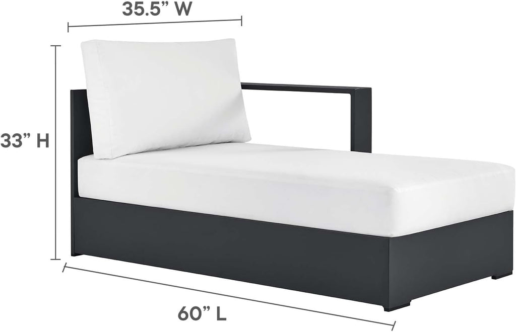 Modway Tahoe Aluminum 4-Piece Outdoor Patio Furniture Gray White, Modular Sectional Sofa Set with Chaise Lounges, Weather-Resistant Cushion, Ideal for Deck, Backyard, Poolside