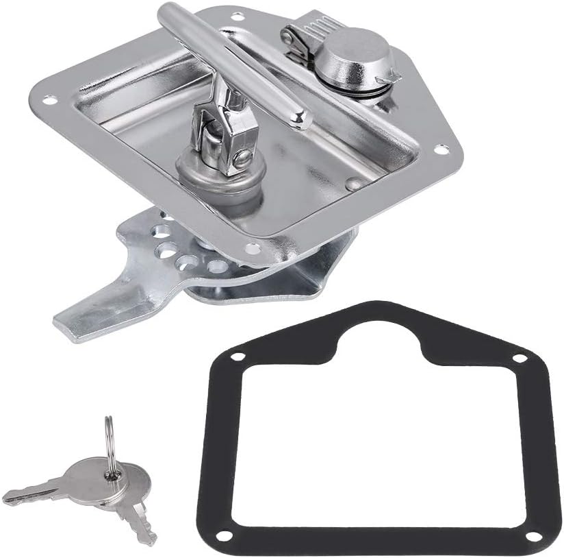 4pcs Tool Box Latch, Stainless Steel T-Handle Latches Tool Box Locks with Keys and Gasket Folding T-Handles Latch Heavy Duty Flush Mount Handle Latch for RV, Camper,Toolbox,Truck Trailer (4)