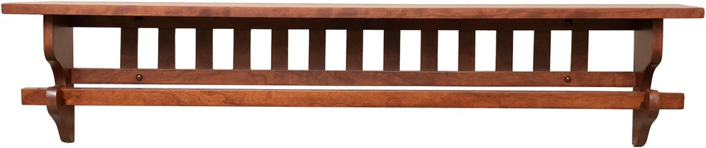RRD Mounted Mission Style Quilt Rack with Shelf - Amish Made Quilt Hanger for Wall Hangings with Display Shelf - Rustic Quilt Wall Tapestry Rug Hangers Cherry Wood, Washington Cherry Stain 30'