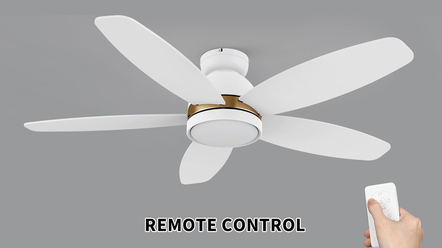 Carro 48' Ceiling Fan with Light Flush Mount, DC 10 Speeds Silent with Remote, 3 Light Colors Dimmable LED Ceiling Fan Low Profile for Living Room, White Gold