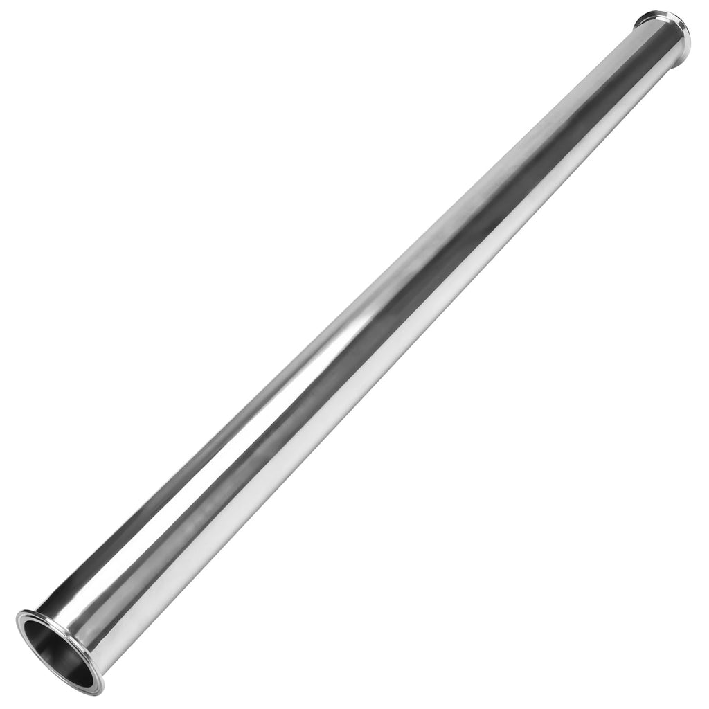 DERNORD Sanitary Spool Tube with Clamp Ends,Stainless Steel 304 Seamless Round Tubing with 3 Inch Tri Clamp 91MM Ferrule Flange (Tube Length: 48 Inch / 1219MM)
