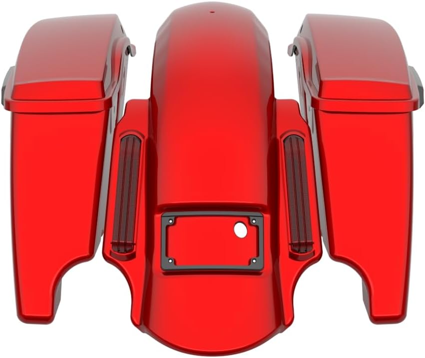 Advanblack Color Matched Stretched Bags, Lids Black Latch Hardware for '23-'24 Harley Touring CVO & 2024 Street Glide, Road Glide (Brilliant Red)