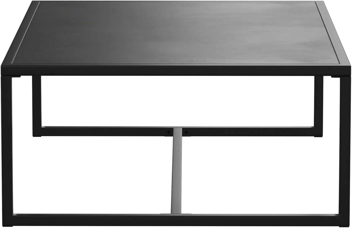 Flash Furniture Brock Commercial Grade Steel Modern Patio Coffee Table, Rectangular Outdoor Coffee Table with Textured Top and Square Leg Frame, Black