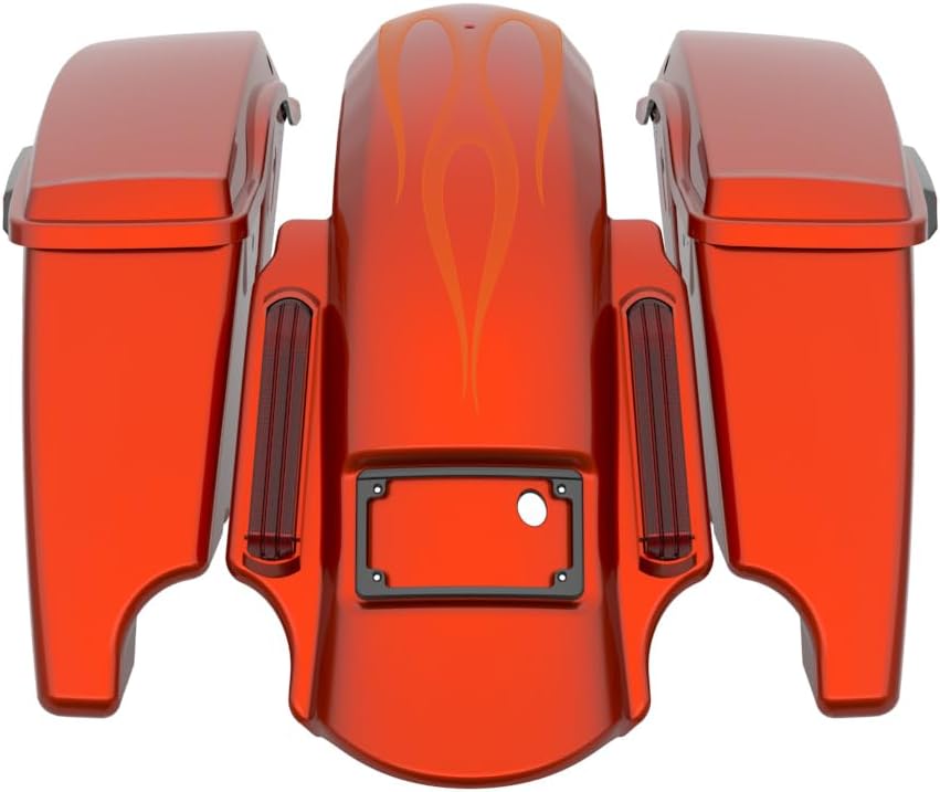 Advanblack Color Matched Stretched Bags, Lids Black Latch Hardware for '23-'24 Harley Touring CVO & 2024 Street Glide, Road Glide (Whiskey Firestorm)