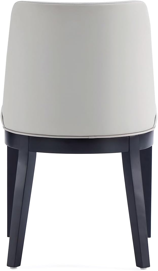 Manhattan Comfort Gansevoort Modern Faux Leather Dining Chair with Solid Beech Wood Frame, Upholstered Accent Furniture for Kitchen Table or Office, Set of 4, Stone Grey